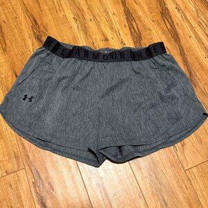 Under Armour Women's Play Up 2-in-1 Shorts – Heather Charcoal Gray, Size L